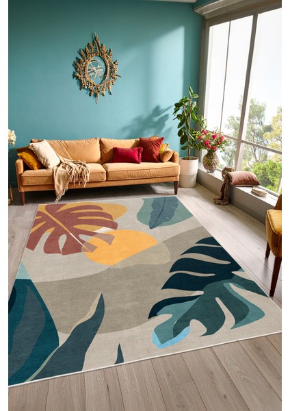 Dekoratif Yıkanabilir, Kaymaz Tabanlı, Modern Salon Oturma Odası Halısı - FR283