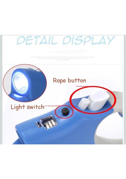 LED Işıklı Otomatik Uzayan Köpek Gezdirme Tasması – Gece Kullanımına Uygun, 5 Metre