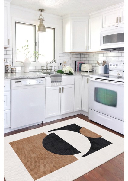 Dekoratif Yıkanabilir, Kaymaz Tabanlı, Modern Salon - Mutfak Halısı - WOOKECE1558 fiyatları