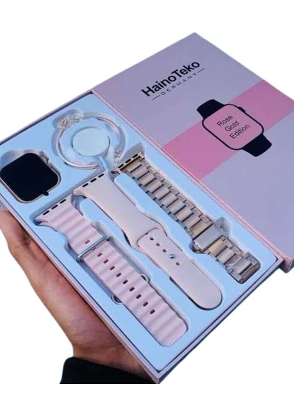 Akıllı Saat 3 Kordonlu ve Aksesuarlı Bayanlar Için Şık Rose Renk modelleri