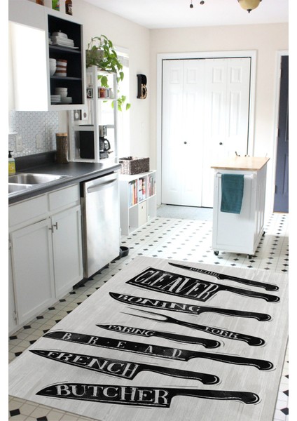 Dekoratif Yıkanabilir, Kaymaz Tabanlı, Modern Mutfak Halısı - FR245