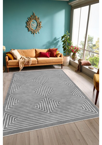 Dekoratif Yıkanabilir, Kaymaz, Modern Salon Oturma Odası Halısı- SFTKECE042