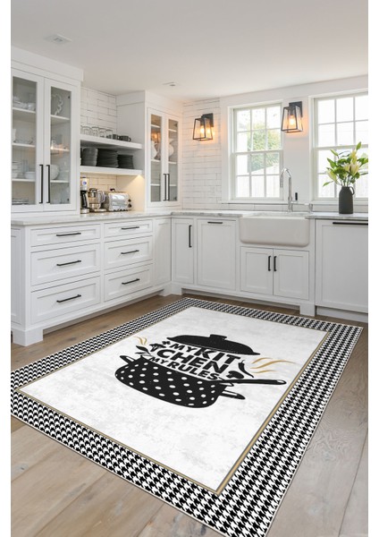 Dekoratif Yıkanabilir, Kaymaz Tabanlı, Modern Mutfak Halısı - WOOKECE1572 fiyatları