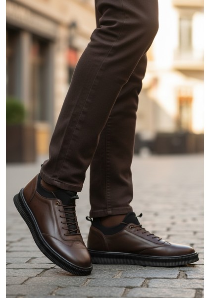 Kahve Hakiki Deri Büyük Numara Erkek Casual Ayakkabı modelleri