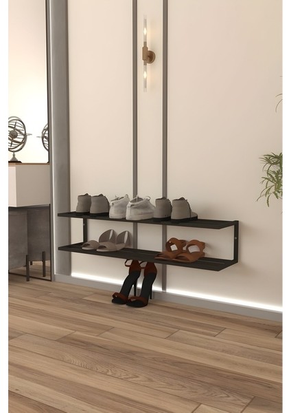 Duvar Montajlı Metal Ayakkabılık Modern Ayakkabı Düzenleyici Antre & Hol Toparlayıcı 22X70X20 cm