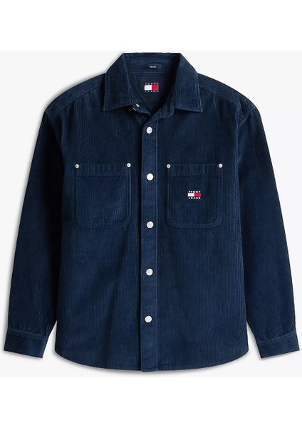 Erkek Rahat Kalıp Fitilli Kadife Gömlek Ceket - Lacivert indirimleri