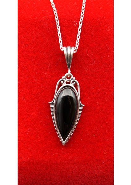 925 Ayar Kadın Oltu Taşı Kadın Kolye SK000116