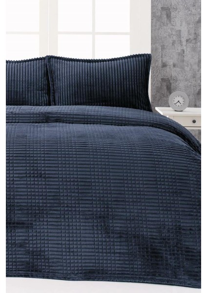 Merinos Modern Line Çift Kişilik Battaniye Seti Lacivert
