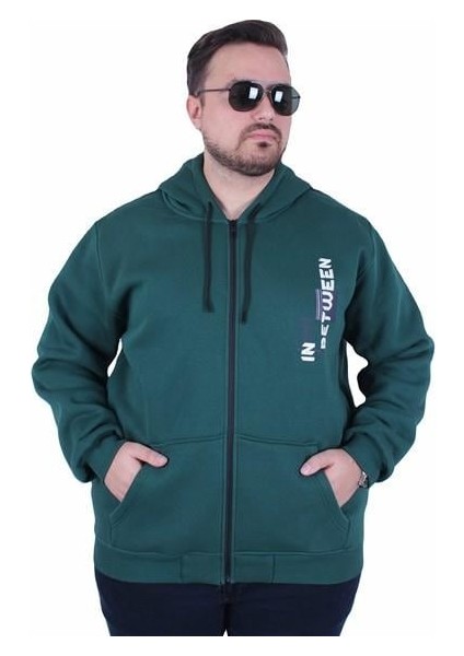 Mocgrande Büyük Beden Kapüşonlu Fermuarlı 3ip Sweat In Between 25717 Neftı