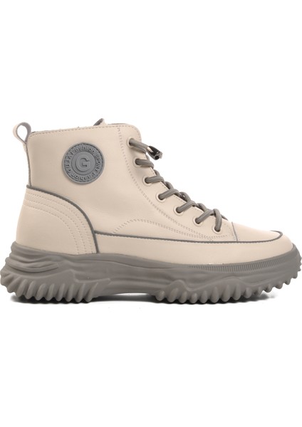 Gri Bağcıklı Fermuarlı Kadın Sneaker Bot