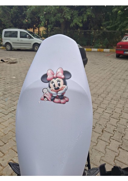 Minnie Mouse Desenli Beyaz Motosiklet Koltuk Kılıfı Ekonomik fiyatları