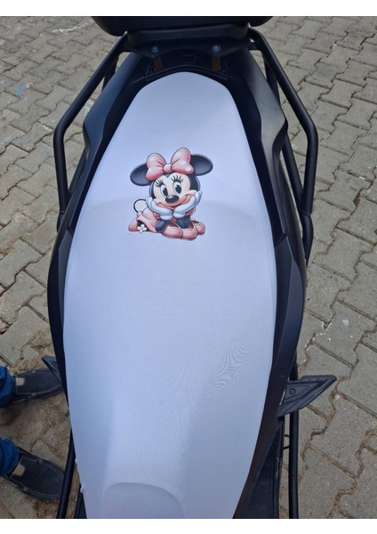 Minnie Mouse Desenli Beyaz Motosiklet Koltuk Kılıfı Ekonomik modelleri