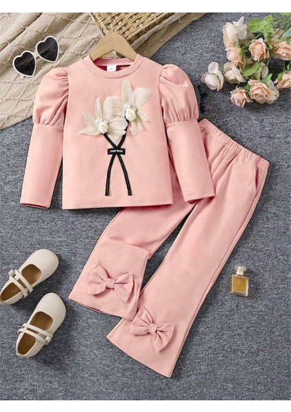 Kız Çocuk Çiçekli Fiyonklu Ikili Takım - %100 Pamuklu fiyatları