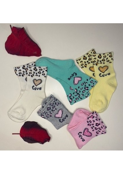 5 Çift Kalp & Leopar Desenli Bebek & Çocuk Çorabı Okul & Gündelik Çorap modelleri
