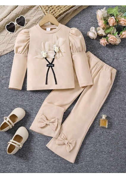 Kız Çocuk Çiçekli Fiyonklu Ikili Takım - %100 Pamuklu fiyatları