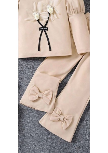 Kız Çocuk Çiçekli Fiyonklu Ikili Takım - %100 Pamuklu modelleri