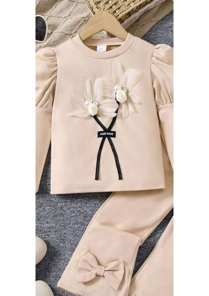 Kız Çocuk Çiçekli Fiyonklu Ikili Takım - %100 Pamuklu indirimleri