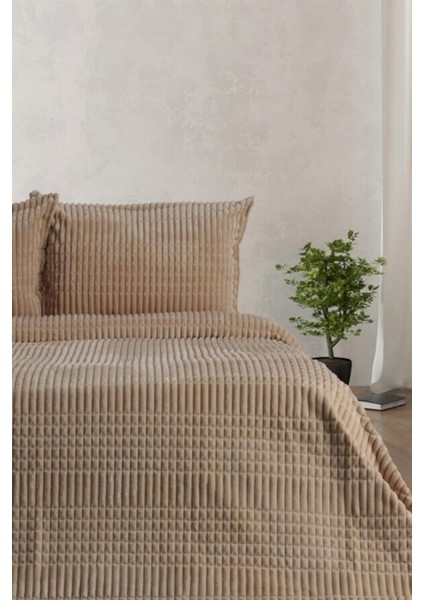 Merinos Modern Line Çift Kişilik Battaniye Seti Bej