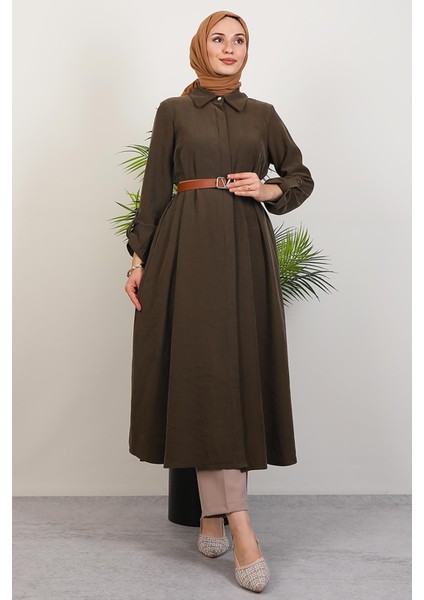 Kemerli Gömlek Tunik Haki