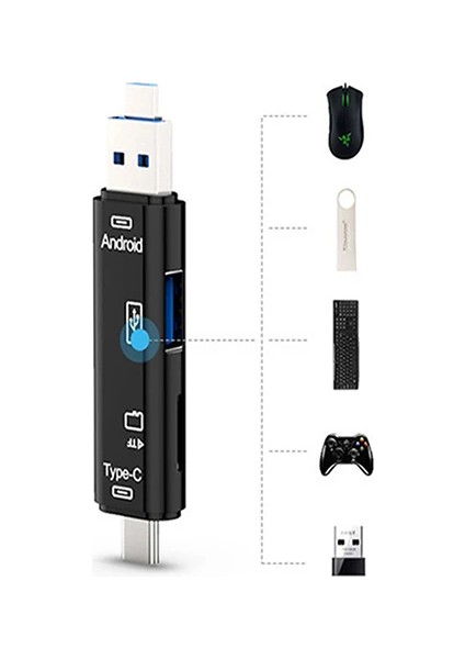 Smart Otg 3in1 Type-C ve Micro USB Tf Card Reader OTG-(5775) - MBN7277-2690 indirimleri
