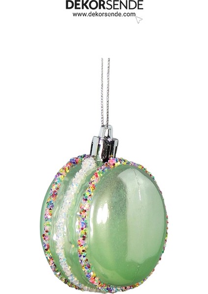 Yılbaşı Süsü Candy Macaron Simli Set 6'lı Top Renkli 6 cm fiyatları
