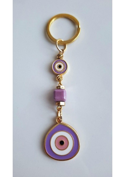 Hediyelik Büyük Nazar Boncuklu Mor Anahtarlık 10 cm - Adet Fiyatı