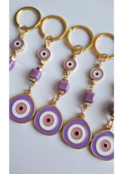 Hediyelik Büyük Nazar Boncuklu Mor Anahtarlık 10 cm - Adet Fiyatı fiyatları
