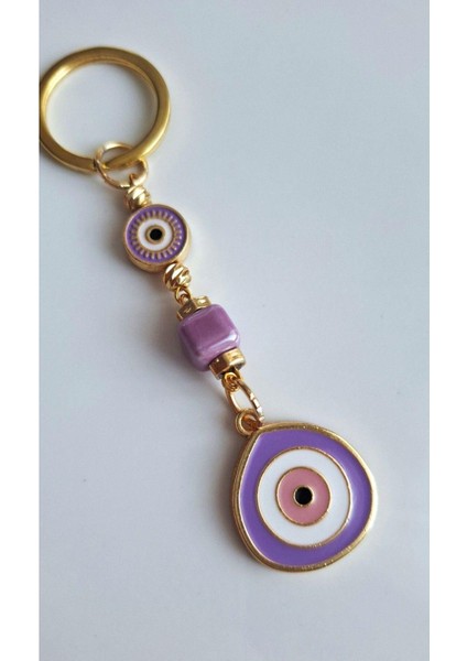 Hediyelik Büyük Nazar Boncuklu Mor Anahtarlık 10 cm - Adet Fiyatı modelleri