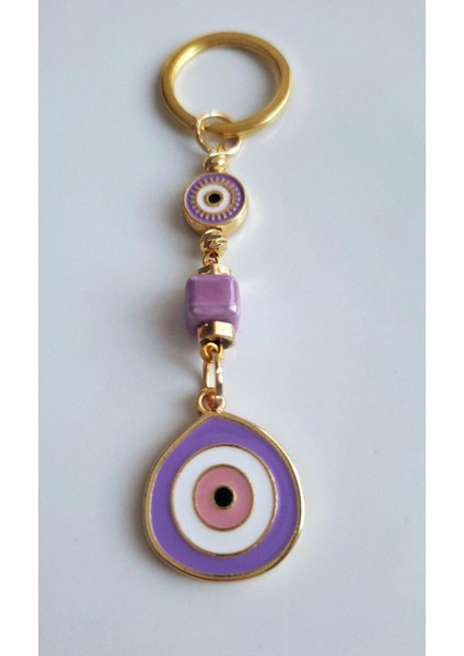 Hediyelik Büyük Nazar Boncuklu Mor Anahtarlık 10 cm - Adet Fiyatı indirimleri