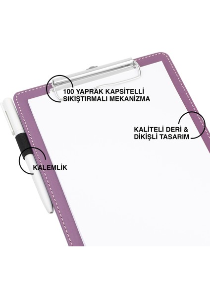 Sekreterlik,a5 Küçük Boy,kapaksız,a5 Clipboard Vegan Suni DERI,17,5X24,5 Cm.,lila/mor fiyatları