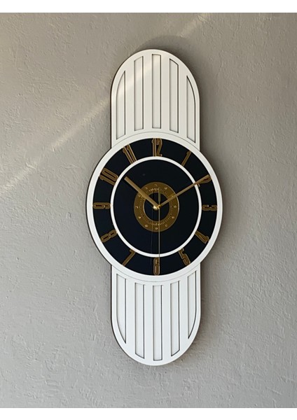 Dekoratif Ahşap ve Ayna Detaylı Duvar Saati - 63X30 cm (Gold) fiyatları