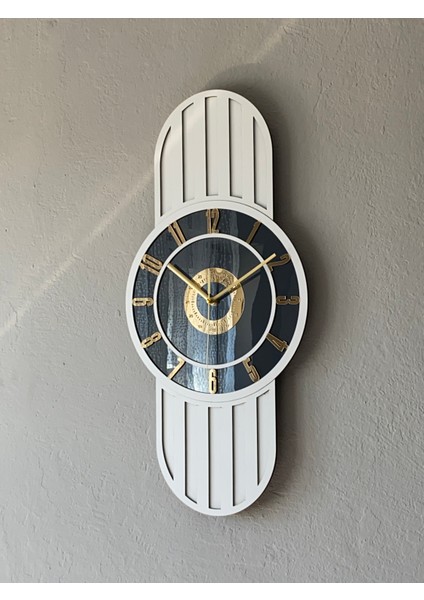 Dekoratif Ahşap ve Ayna Detaylı Duvar Saati - 63X30 cm (Gold) modelleri