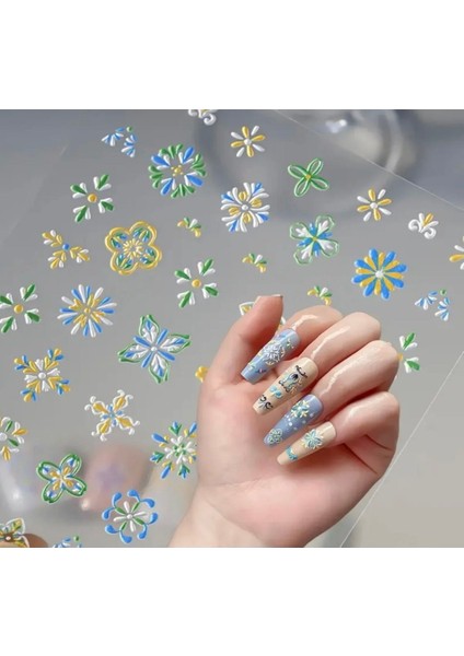 5d Kabartmalı Bohem Tırnak Süsleme Stickerı 0481 Nail Art Süslemeleri