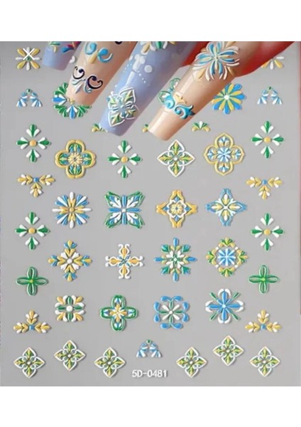 5d Kabartmalı Bohem Tırnak Süsleme Stickerı 0481 Nail Art Süslemeleri fiyatları