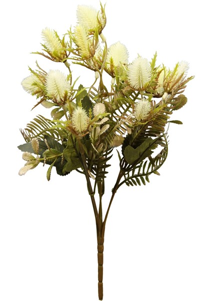 Yapay Dikenli Bitki Yapay Çiçek Krem 35 cm