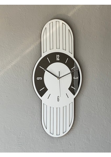 Füme Dekoratif Ahşap ve Ayna Detaylı Duvar Saati - 63X30 cm fiyatları