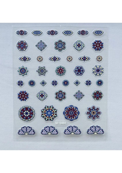 5d Kabartmalı Bohem Tırnak Süsleme Stickerı 0484 Nail Art Süslemeleri modelleri