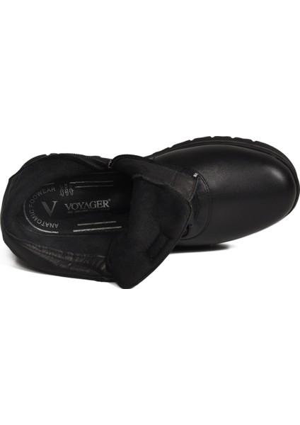 Siyah Hakiki Deri Fermuarlı Kadın Düz Bot fırsatları