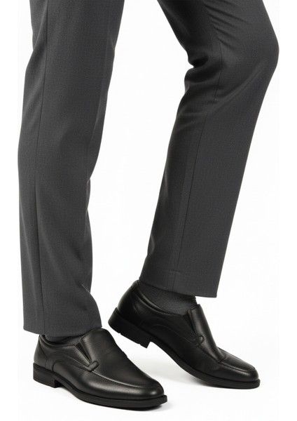 Siyah Bağcıksız Deri Erkek Casual Ayakkabı