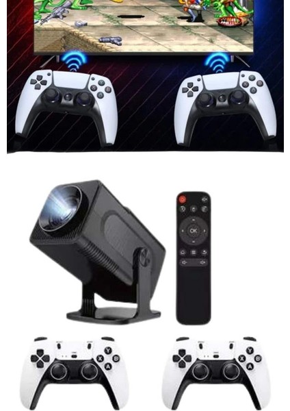 4K Android Smart Wi-Fi Çift Kollu Projeksiyon Game Box Kumandalı Taşınabilir indirimleri