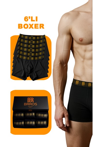 Erkek 6’l Pamuklu Lacivert Boxer Set – Rahat ve Esnek Iç Giyim – Erkek Boxer