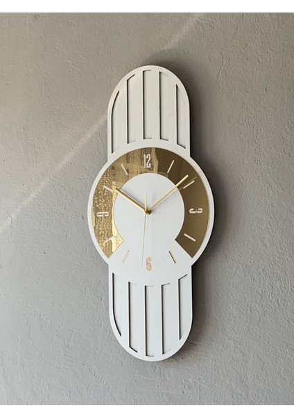Gold Dekoratif Ahşap ve Ayna Detaylı Duvar Saati - 63X30 cm modelleri