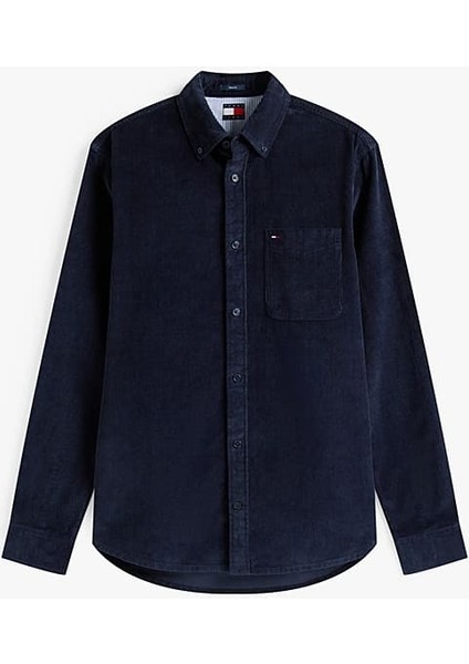 Erkek Regular Kalıp Ince Fitilli Kadife Gömlek - Lacivert indirimleri