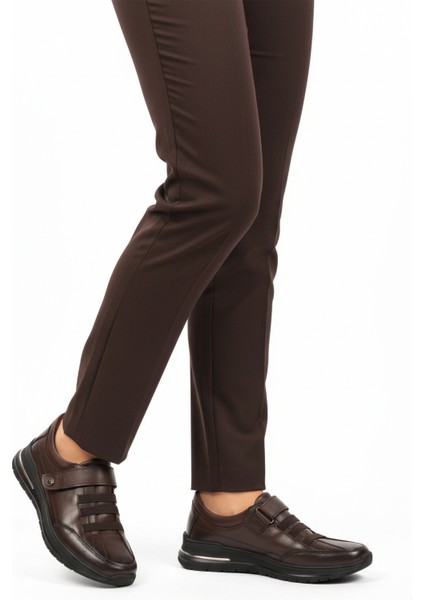 Kahve Cırtlı Hakiki Deri Kadın Casual Ayakkabı