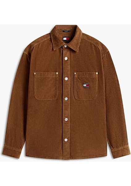 Erkek Rahat Kalıp Fitilli Kadife Gömlek Ceket - Taba indirimleri