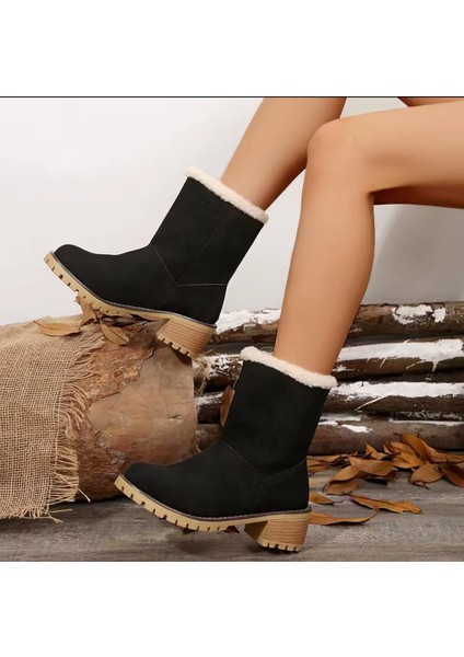 Küllü Kahverengi Içi Kürklü Nubuck Kısa Outdoor Kadın Bot ,kışlık Kadın Bot