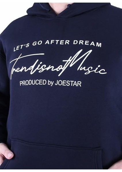 Mocgrande Büyük Beden 3ip Kapüşonlu Sweat Let's Go 25720 Lacıvert modelleri