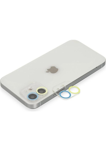 Bfs iPhone 11 Renkli Kamera Lens Koruma Cam - Sarı-Mavi