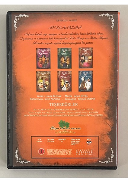 Metin Akpınar Zeki Alasya Devekuşu Kabare Reklamlar DVD (Orijnal Dvd) fiyatları