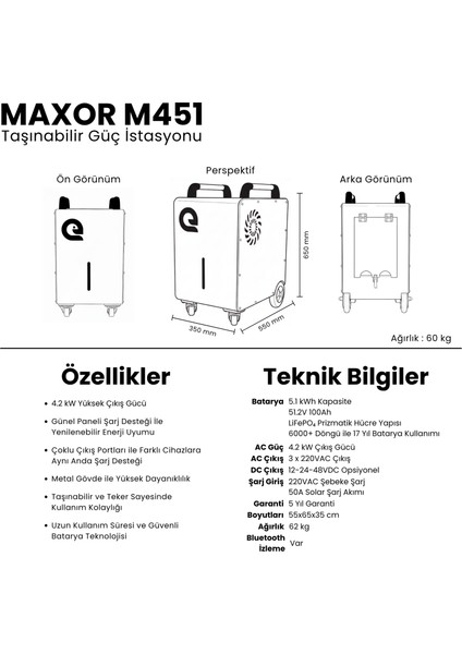 M451 - Maxor Serisi - Taşınabilir Lifepo4 Solar Güç Istasyonu - Ay Taşı fırsatları